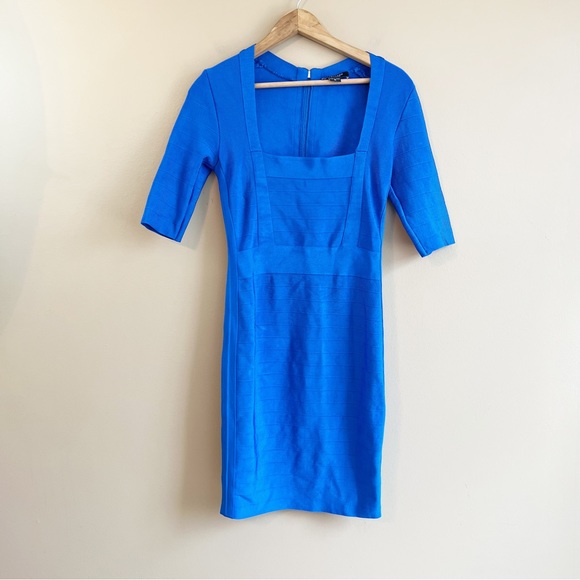 MARCIANO royal blue bandage dress size medium bodycon with sleeves - Picture 13 of 14